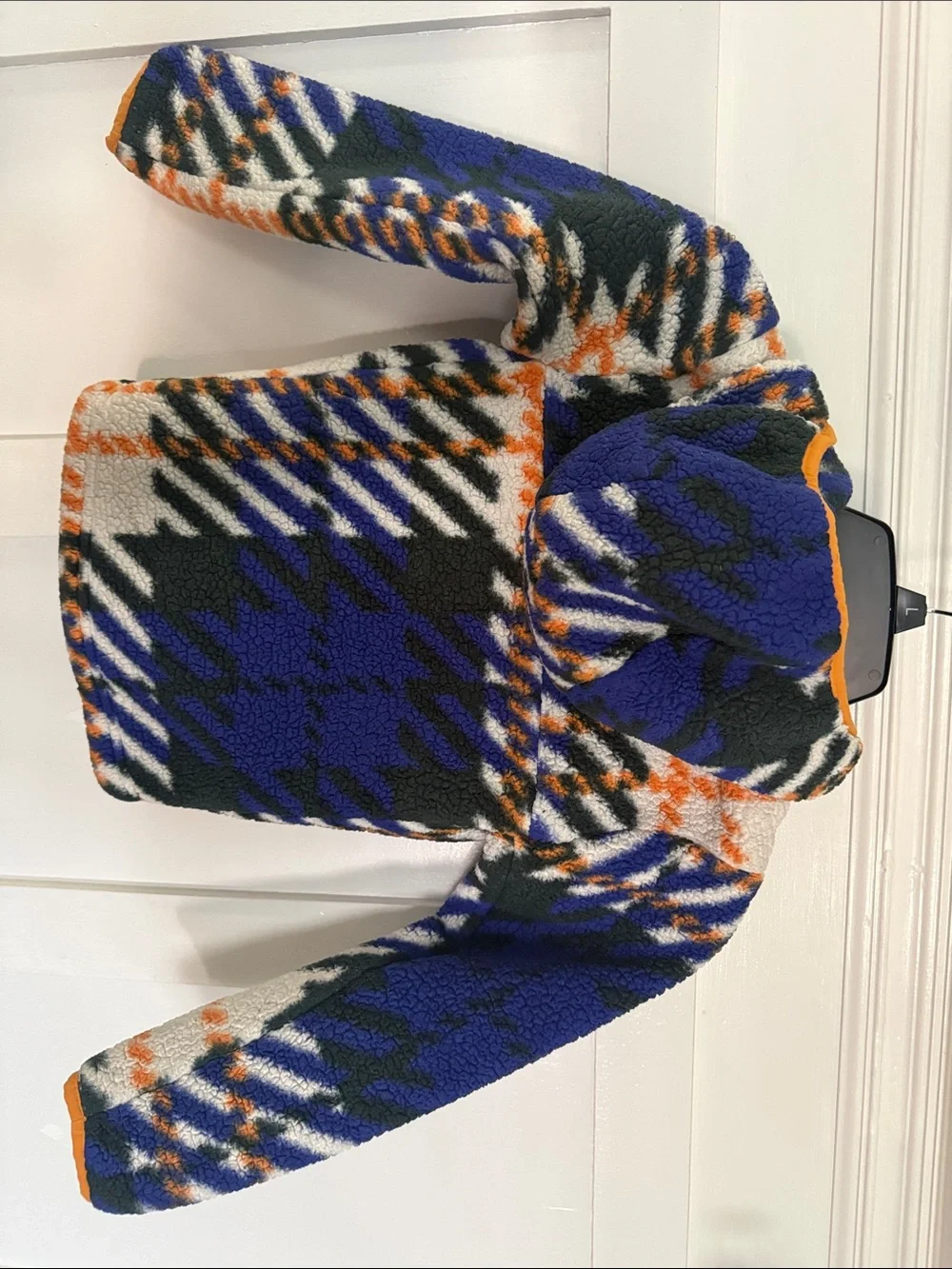 The North Face Blue, Orange, White Patterned Fleece Jacket